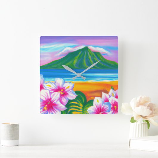 Tropische kunstmuur klok (Huis)