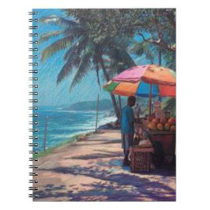 Tropische kust Fruit Stand Pastel Art Notitieboek