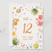 Tropische Kust Hand getrokken 5x7 Tafelnummer Kaar (Voorkant)