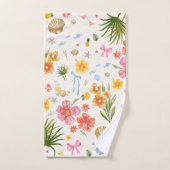 Tropische kust Hand getrokken bloemen en schelpen Bad Handdoek (Handdoek)