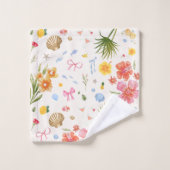 Tropische kust Hand getrokken bloemen en schelpen Bad Handdoek (Wasdoekje)