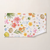 Tropische kust Hand getrokken bloemen en schelpen Bad Handdoek (Handdoek)