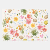 Tropische kust Hand getrokken bloemen en schelpen Inpakpapier Vel (Voorkant 3)