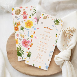 Tropische Kust Hand Getrokken Bloemen Schelpen Huw Menu