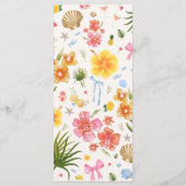 Tropische Kust Hand Getrokken Bloemen Schelpen Huw Menu (Achterkant)