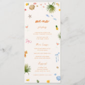 Tropische Kust Hand Getrokken Bloemen Schelpen Huw Menu (Voorkant)