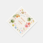 Tropische Kust Hand Getrokken Bloemen Schelpen Huw Servet (Hoek)