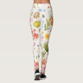 Tropische Kust Hand getrokken Bloemen & Schelpen Leggings (Achterkant)