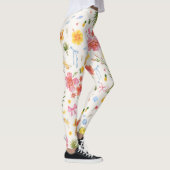 Tropische Kust Hand getrokken Bloemen & Schelpen Leggings (Rechts)