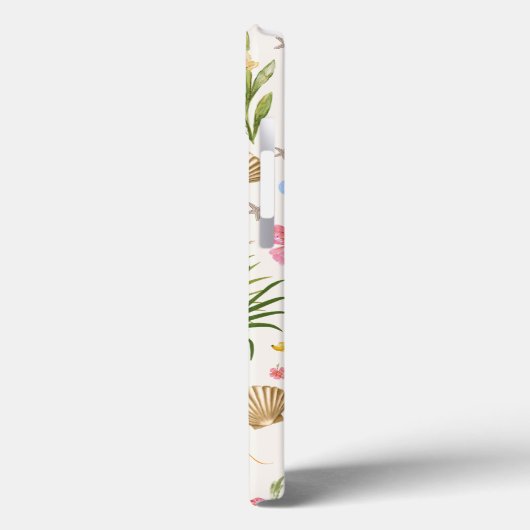 Tropische Kust Hand Getrokken Bloemen & Schelpen N Case-Mate iPhone Case (Achterkant / Links)