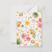Tropische Kust Hand Getrokken Bloemen & Schelpen N Notitiekaartje (Achterkant)