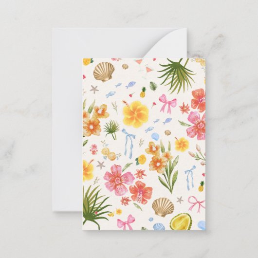 Tropische Kust Hand Getrokken Bloemen & Schelpen N Notitiekaartje (Achterkant)