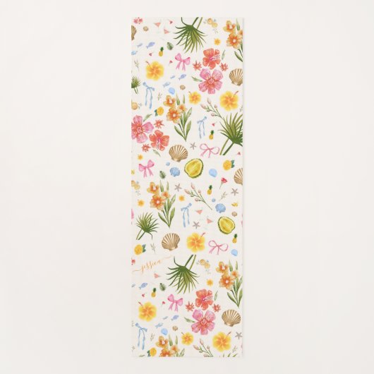 Tropische Kust Hand getrokken Bloemen Zeeschelpen Yogamat (Voorkant)