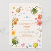 Tropische kust Hand getrokken Shell Engagement Par Kaart (Voorkant / Achterkant)