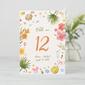 Tropische Kust Handgetekende 5x7 Tafelnummerkaart Kaart (Staand voorkant)