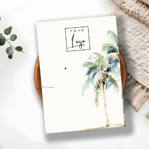Tropische Kust Palm Tree Ketting Oorbel Logo Visitekaartje