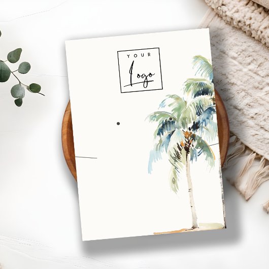 Tropische Kust Palm Tree Ketting Oorbel Logo Visitekaartje
