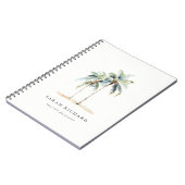Tropische Kust Palmbomen Waterverf Blauw Groen Notitieboek (Linkerzijde)