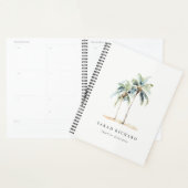 Tropische Kust Palmbomen Waterverf Blauw Groen Planner (Display)