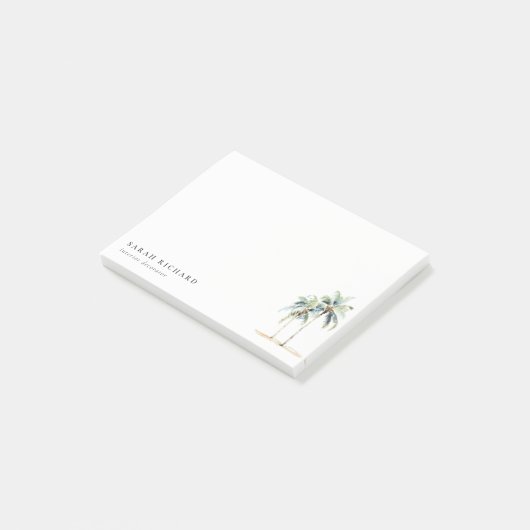 Tropische Kust Palmbomen Waterverf Blauw Groen Post-it® Notes (Schuin)