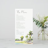 Tropische Kust Palmboom Trouw Menu Kaart (Staand voorkant)