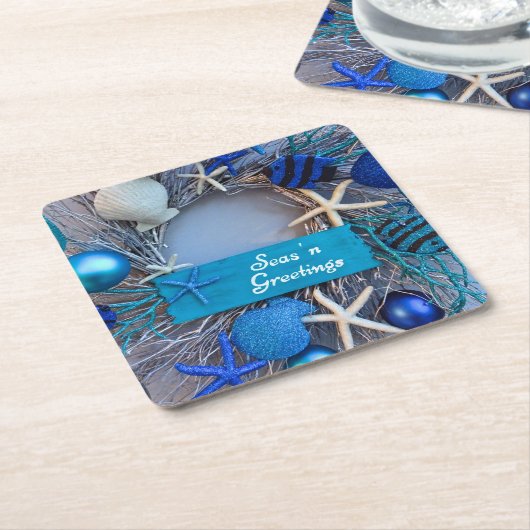 Tropische kust Seashell Holiday Kerstmis Kartonnen Onderzetters (Schuin)