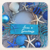 Tropische kust Seashell Holiday Kerstmis Kartonnen Onderzetters (Voorkant)