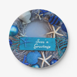 Tropische kust Seashell Holiday Kerstmis Papieren Bordje