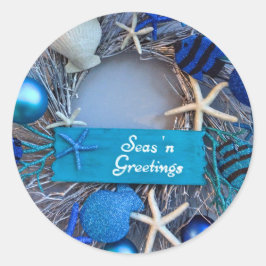 Tropische kust Seashell Holiday Kerstmis Ronde Sticker