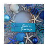 Tropische kust Seashell Holiday Kerstmis Tegeltje (Voorkant)