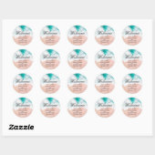 Tropische Kust Strand Bruiloft Welkom Ronde Sticker (Vel)