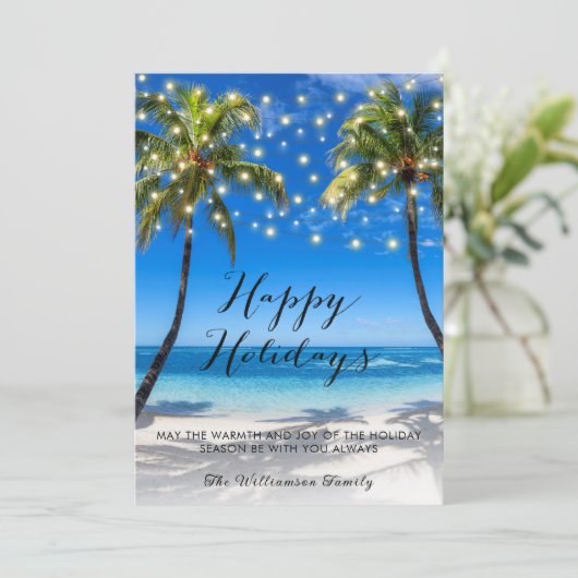 Tropische Kust Strand Kerstkaart (Staand voorkant)