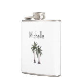 Tropische Kust Strand Palmbomen Eenvoudig Heupfles (Links)