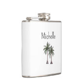 Tropische Kust Strand Palmbomen Eenvoudig Heupfles (Rechts)