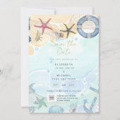 Tropische kustbestemming bruiloft kaart (Voorkant)