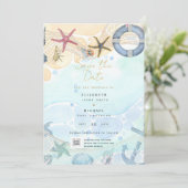 Tropische kustbestemming bruiloft kaart (Staand voorkant)