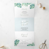 Tropische Kustdrievoudige bruiloft uitnodiging. Drieluik Uitnodiging (Binnen)