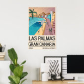 Tropische kustkunstprint, Palm Tree Bay, Retro Poster (Thuiskantoor)