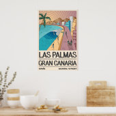 Tropische kustkunstprint, Palm Tree Bay, Retro Poster (Keuken)