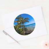 Tropische kustlijn ronde sticker (Envelop)