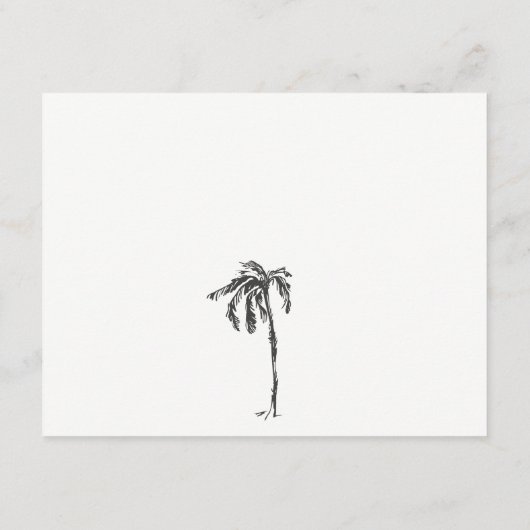 Tropische Kustpalm Schets Bruiloft Details Informatiekaartje (Achterkant)