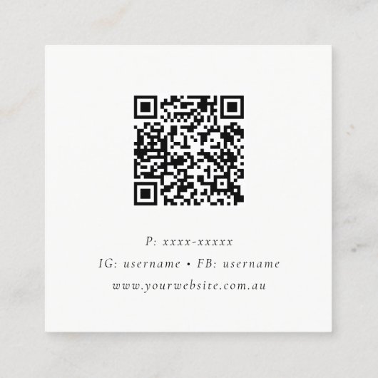 Tropische kustpalmbomen Waterverf QR-code Vierkante Visitekaartje (Achterkant)