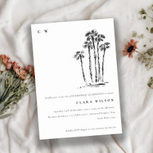 Tropische Kustpalmboom Schets Verjaardag