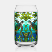 Tropische Kustschildpad Zee Blauwgroen Blauw Groen Blikvorm Glas (Voorkant)