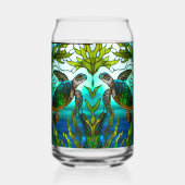 Tropische Kustschildpad Zee Blauwgroen Blauw Groen Blikvorm Glas (Achterkant)