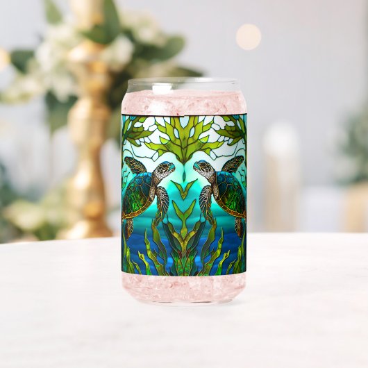 Tropische Kustschildpad Zee Blauwgroen Blauw Groen Blikvorm Glas (Insitu (Huwelijk))