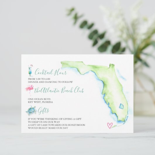 Tropische kuststaat Florida — Invoegen details Informatiekaartje (Staand voorkant)