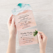 Tropische kuststrook met een hoogwaardig huwelijk all in one uitnodiging (Afscheurbaar)