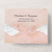 Tropische kuststrook met een hoogwaardig huwelijk all in one uitnodiging (Achterkant)