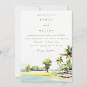 Tropische kuststrook Palm Trees Vow Renewal Invite Bedankkaart (Voorkant)
